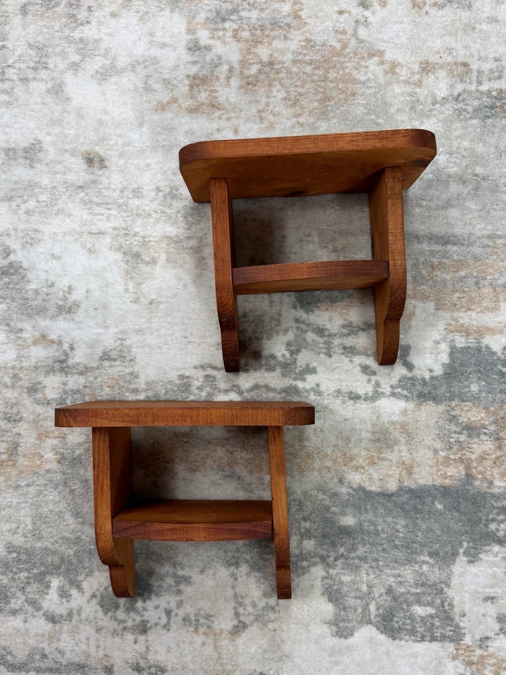 2 Vintage Wooden Small Shelves 7.5” x 7”